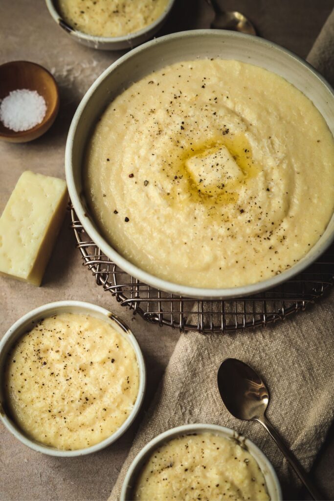 Creamy polenta with cheese and butter
