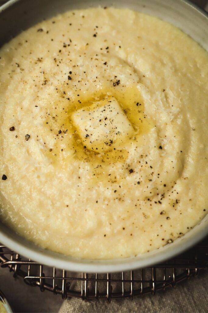 Close up of polenta with melting butter