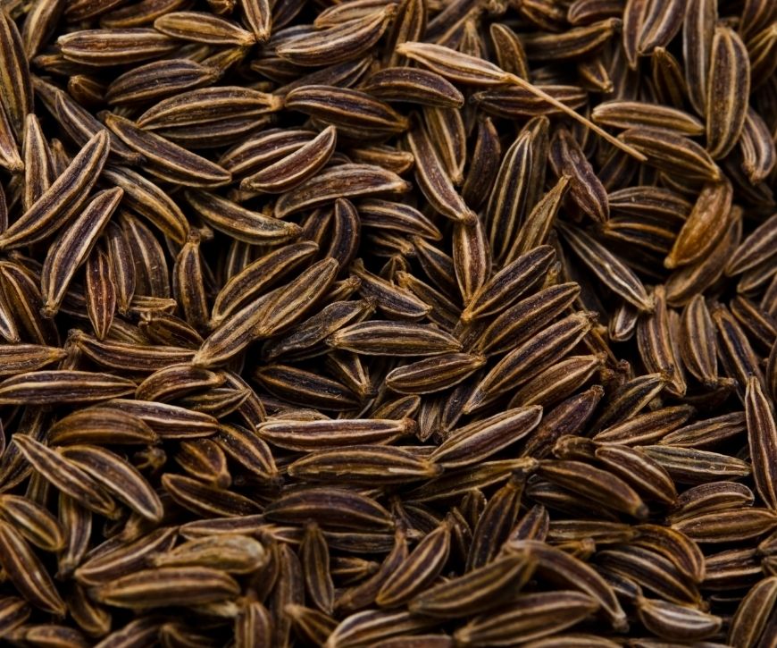 A close up photo of caraway seeds