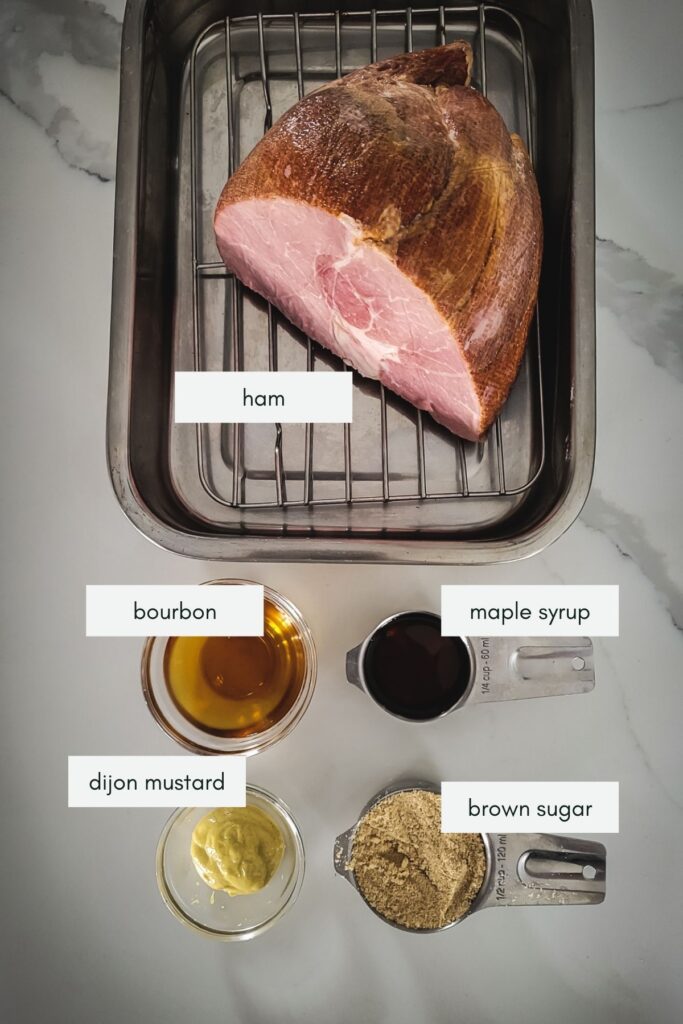 A photo of the ingredients for maple glazed ham