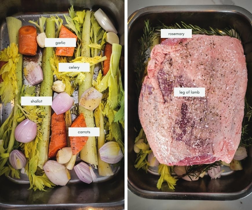 A photo of the ingredients for leg of lamb