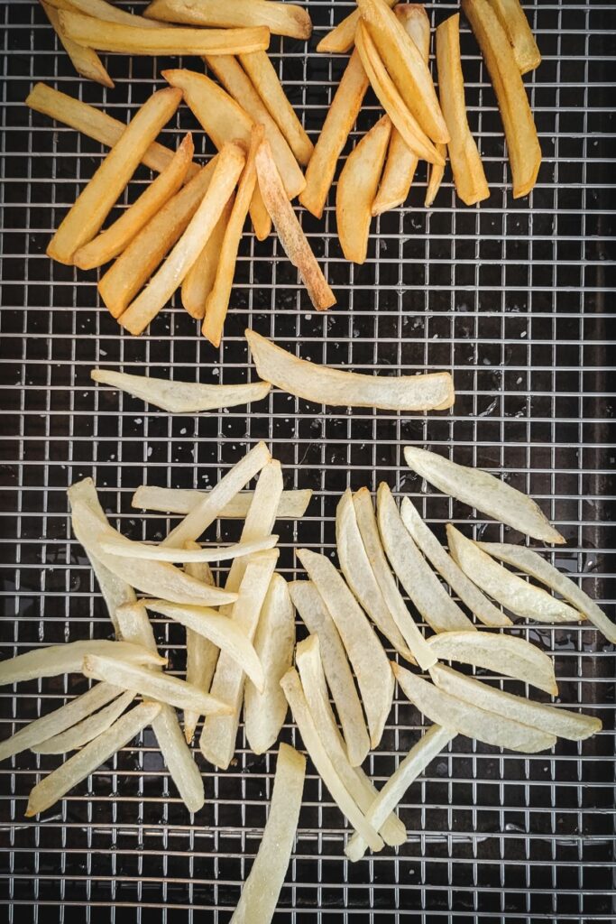Truffle fries in the frying process