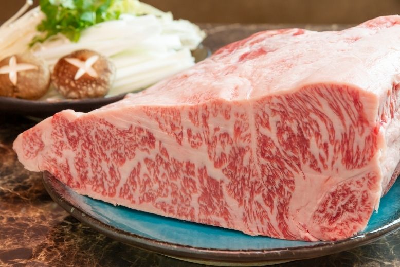 raw wagyu beef with lots of marbling