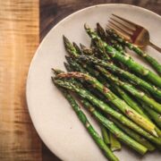 A simple plate of oven cooked asparagus