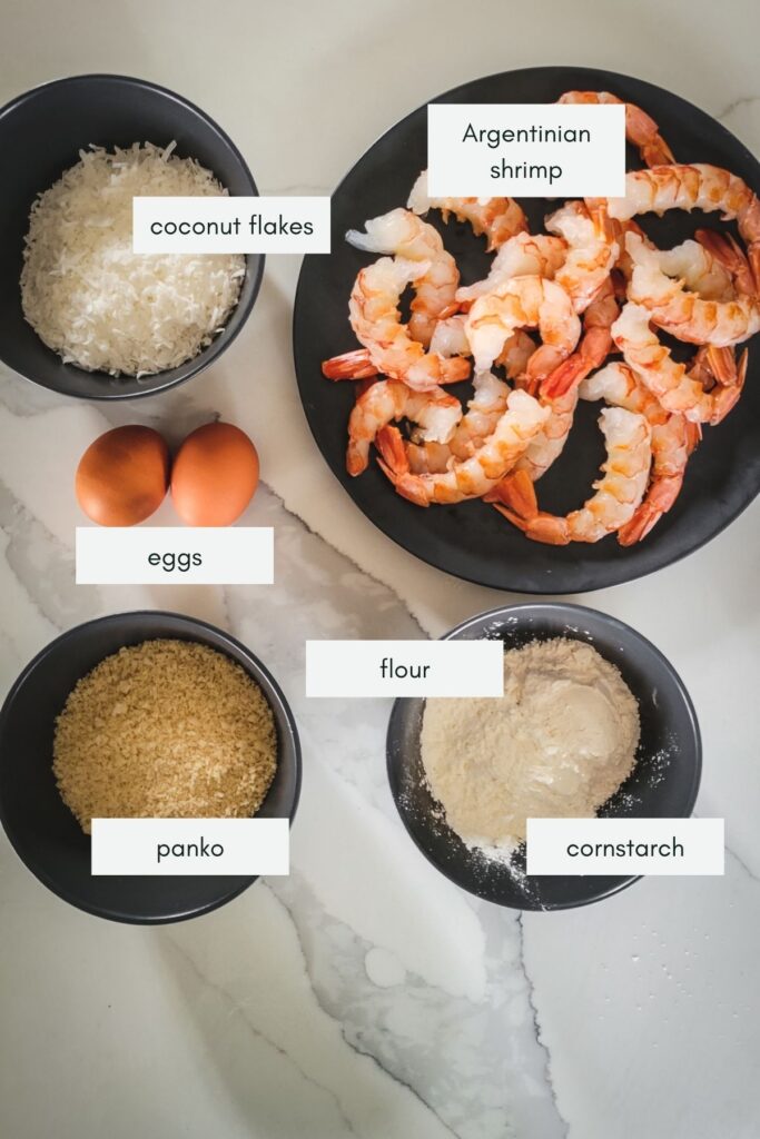 Ingredients for coconut shrimp