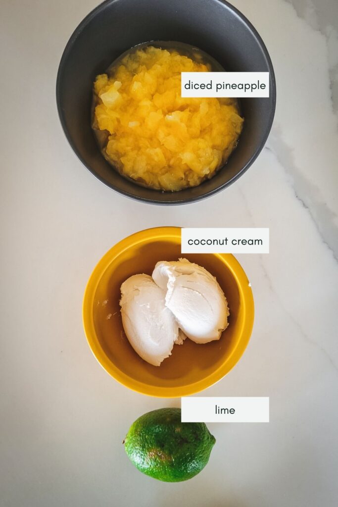 Ingredients for pina colada dip