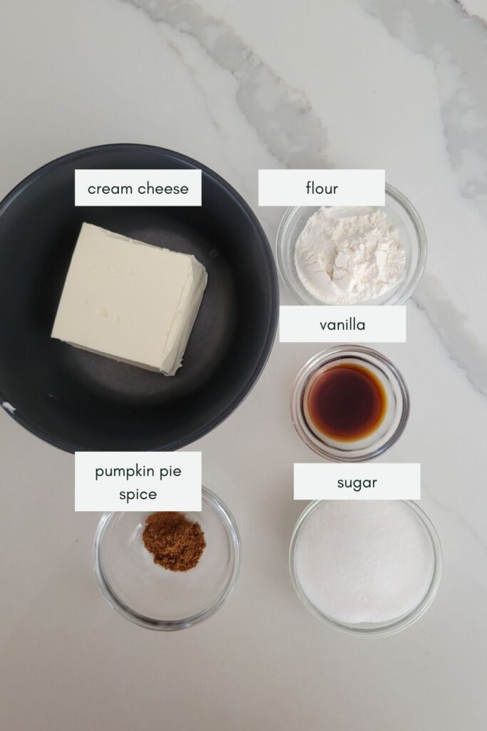 Ingredients for the cream cheese swirl layer