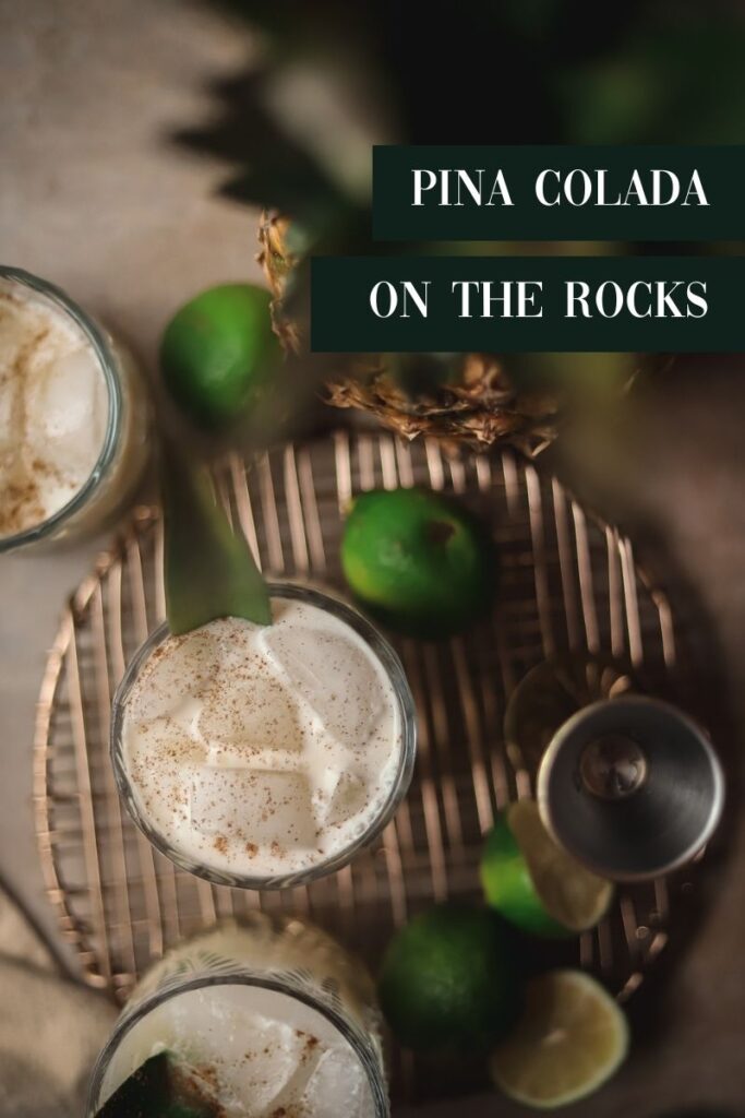 Pina colada on the rocks with title text.