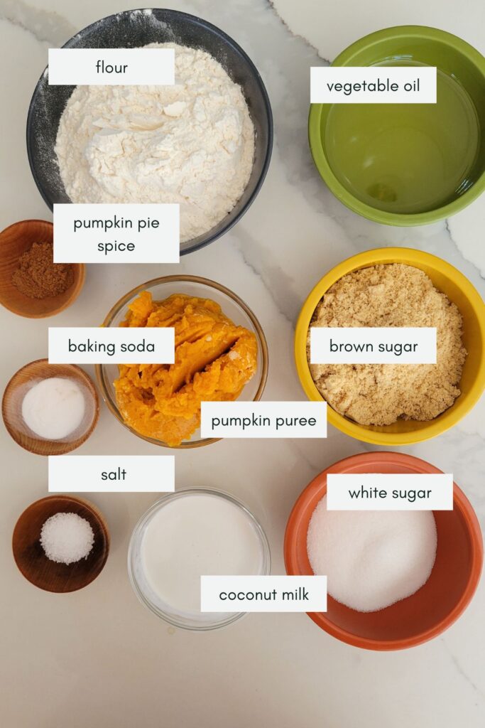 Ingredients for the pumpkin loaf
