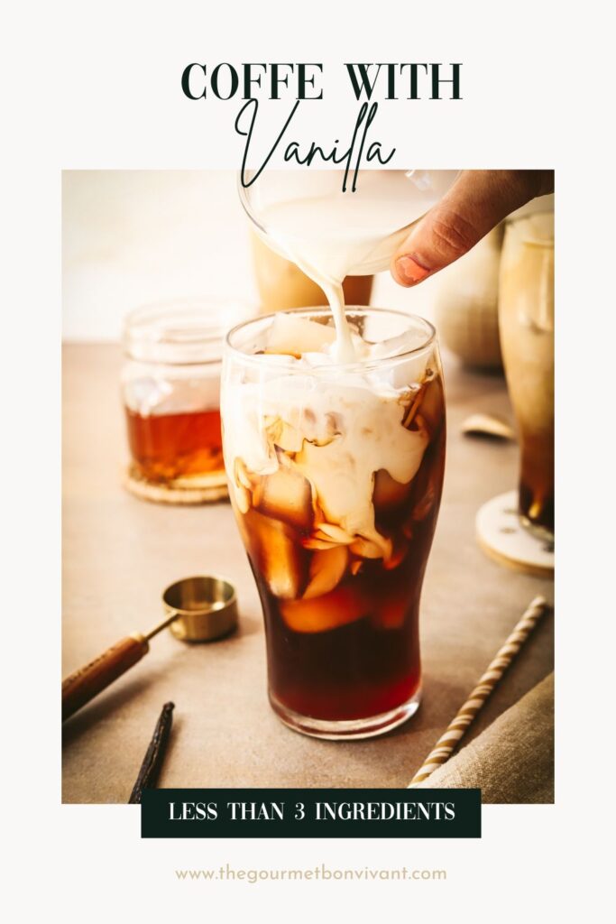 Iced coffee with title text.