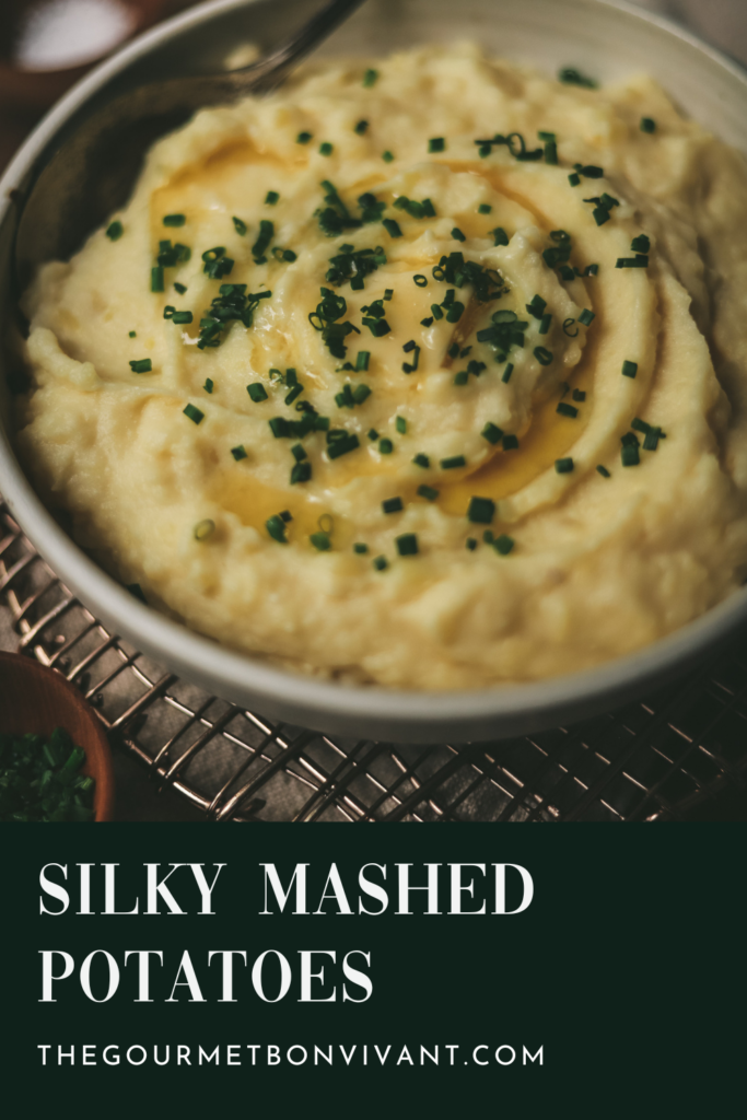 Bowl of mashed potatoes with title text.