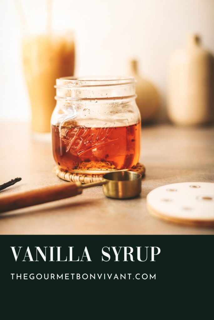 Vanilla syrup with green title banner - for pinterest.