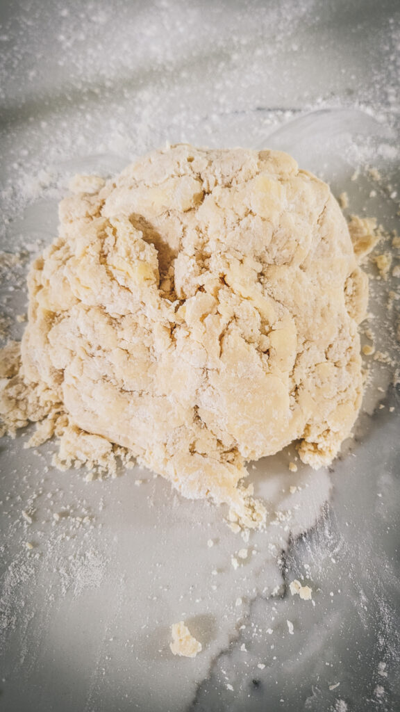 A ball of pie crust dough. 