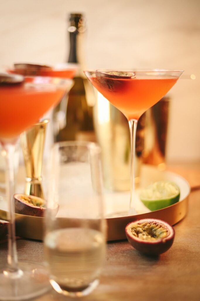 A shot of prosecco with pornstar martinis. 
