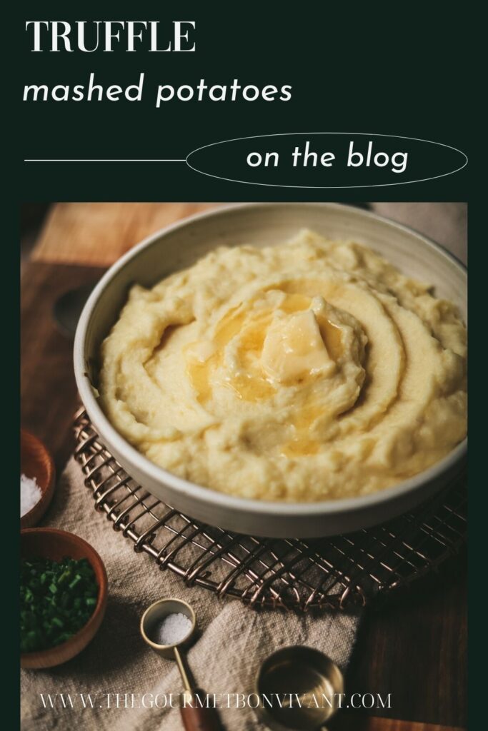 Pin image of truffle mashed potatoes with title text.
