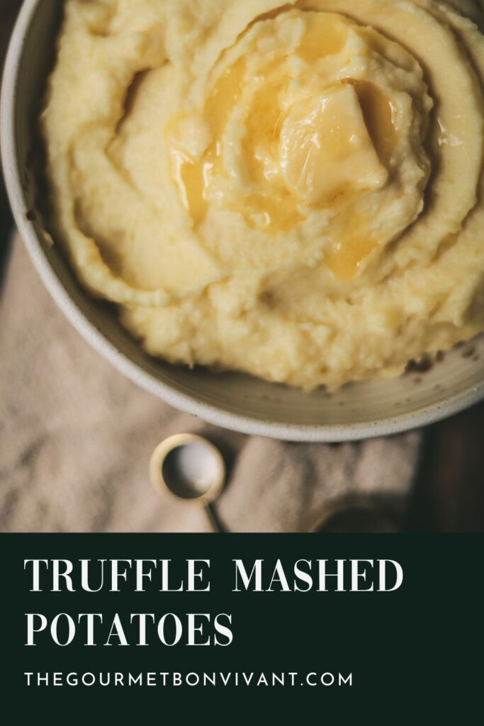 Pin image of truffle mashed potatoes with title text.