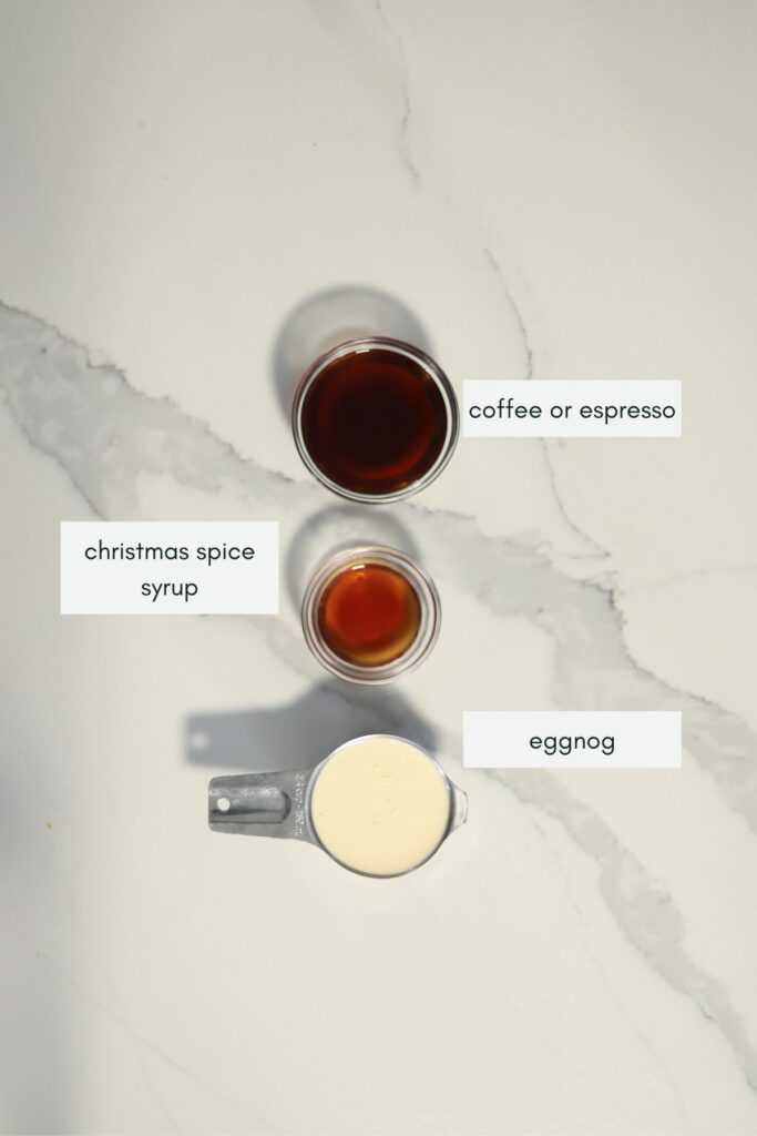 Ingredients for the eggnog latte.