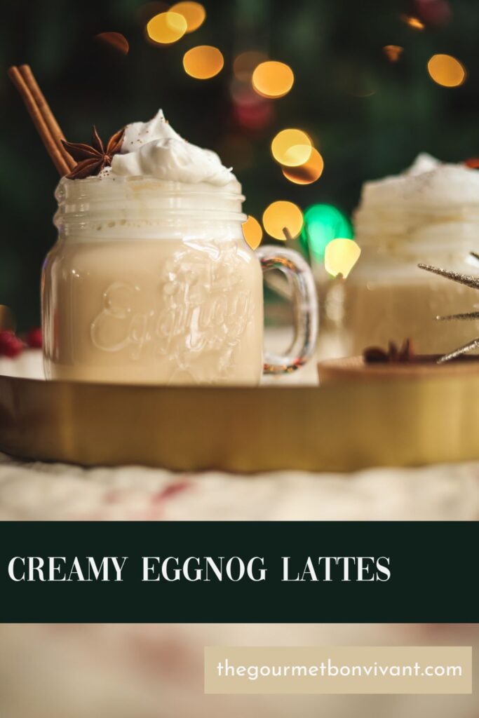 Eggnog lattes with dark green title text.