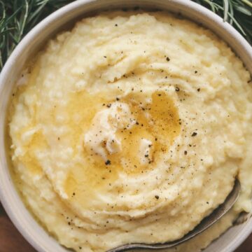Instant pot mashed potatoes with garlic and rosemary.