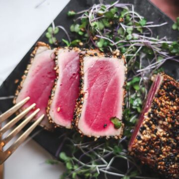 Ahi tuna with a sesame crust.