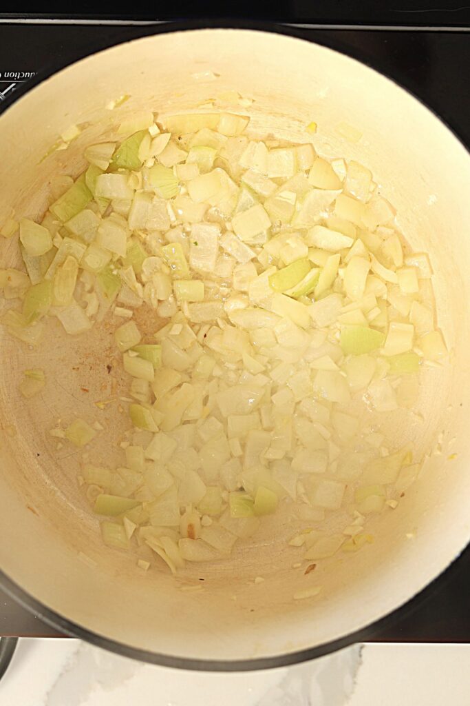 Sauteeing onions and garlic. 
