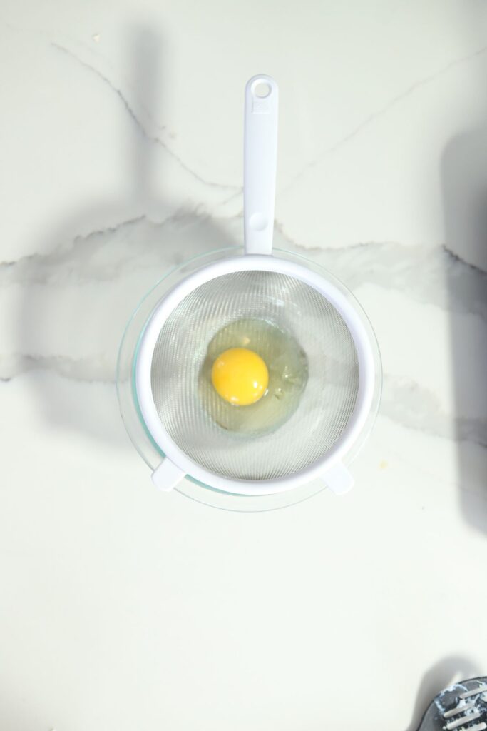 Egg in a sieve.