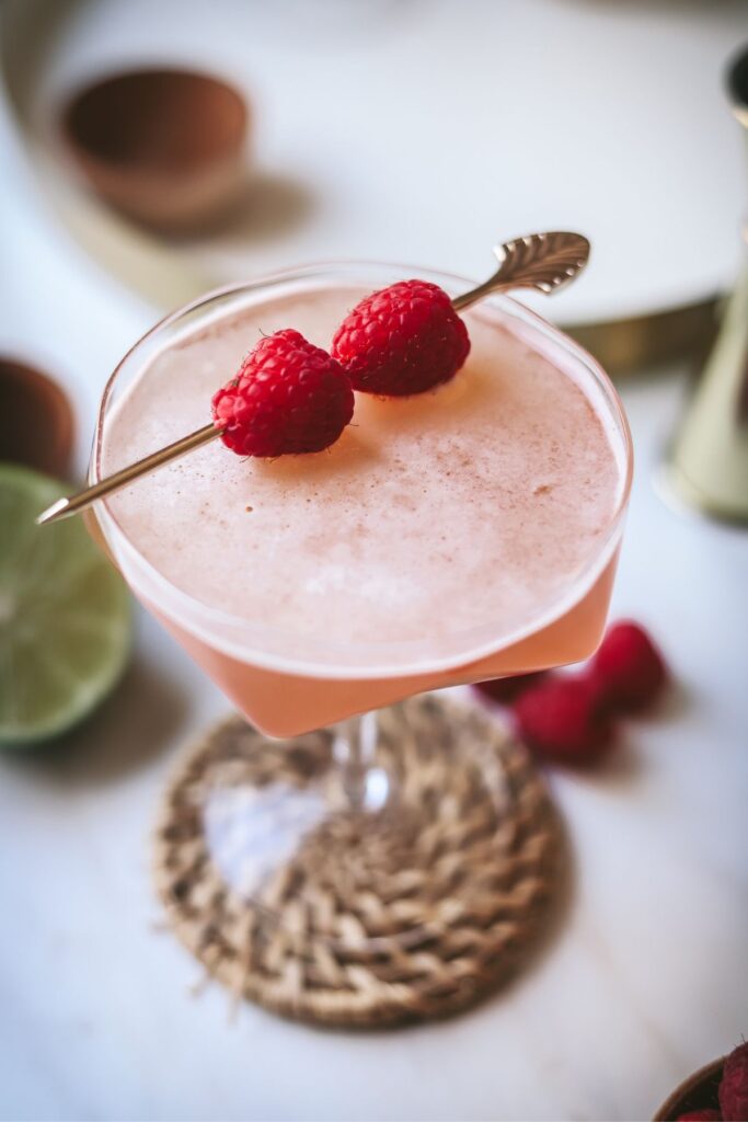 A French martini with raspberries and lime. 