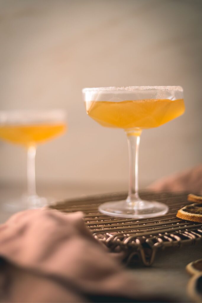 Sidecars with dehydrated orange slices. 