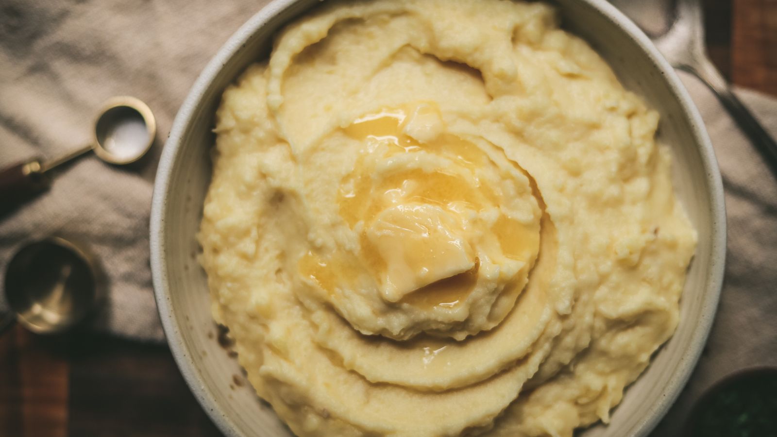 A bowl of truffle mashed potatoes. 