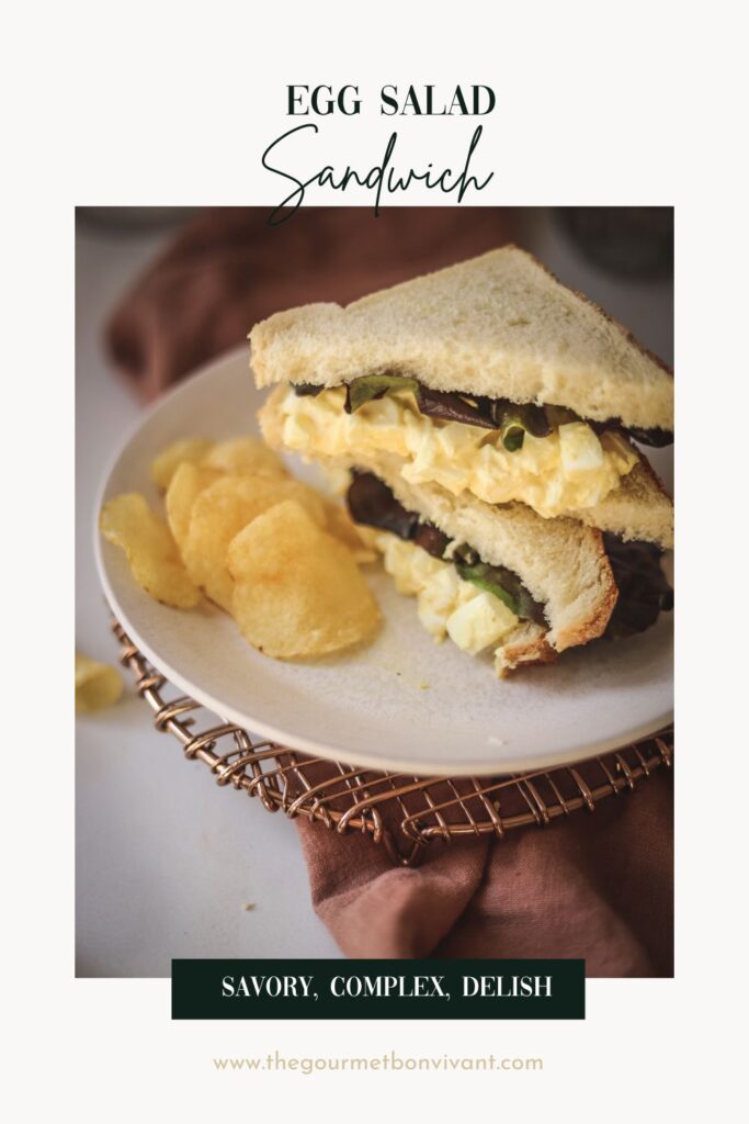 Egg salad sandwich with title text.