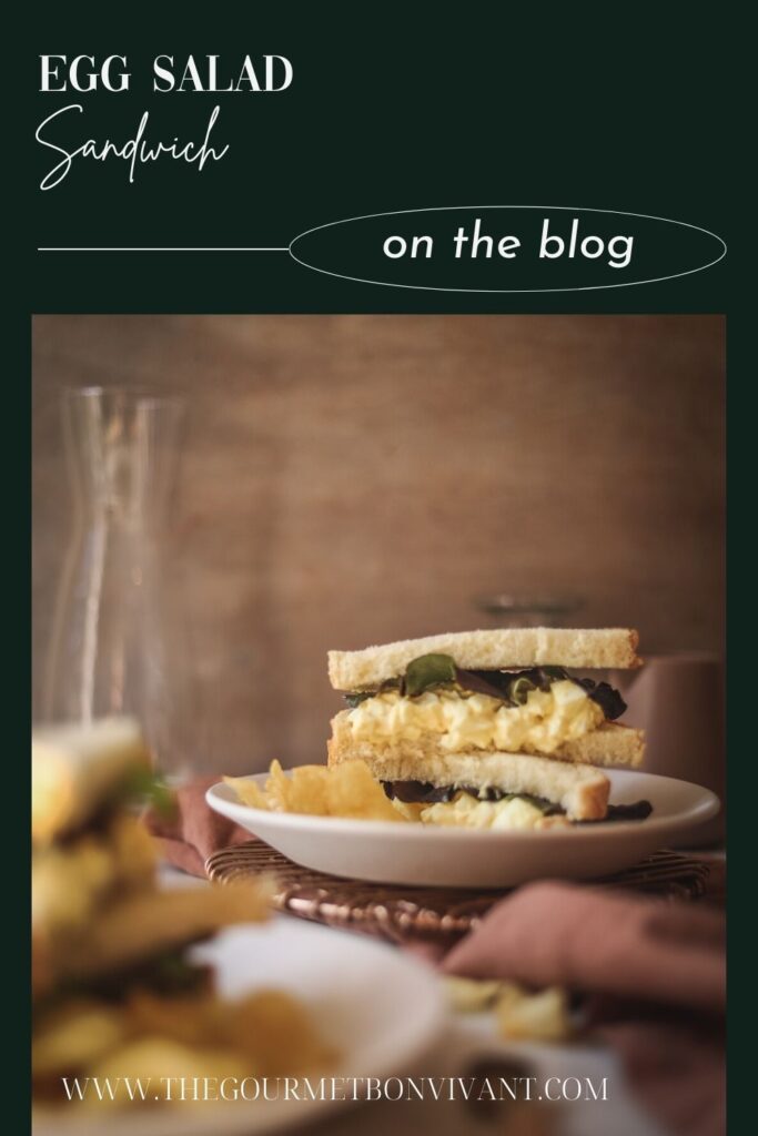 Egg salad sandwich with title text.