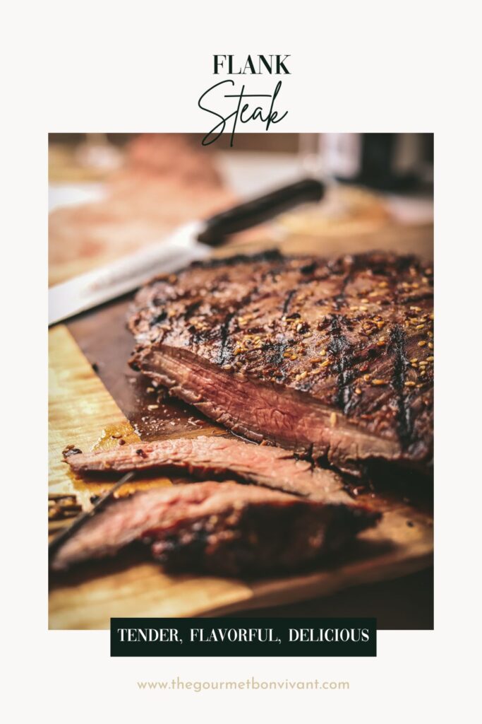 Flank steak with title text.