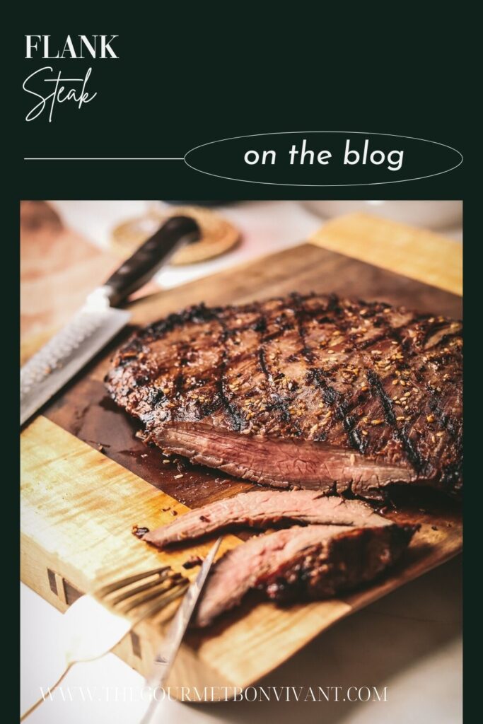 Steak on a dark green background with title text.