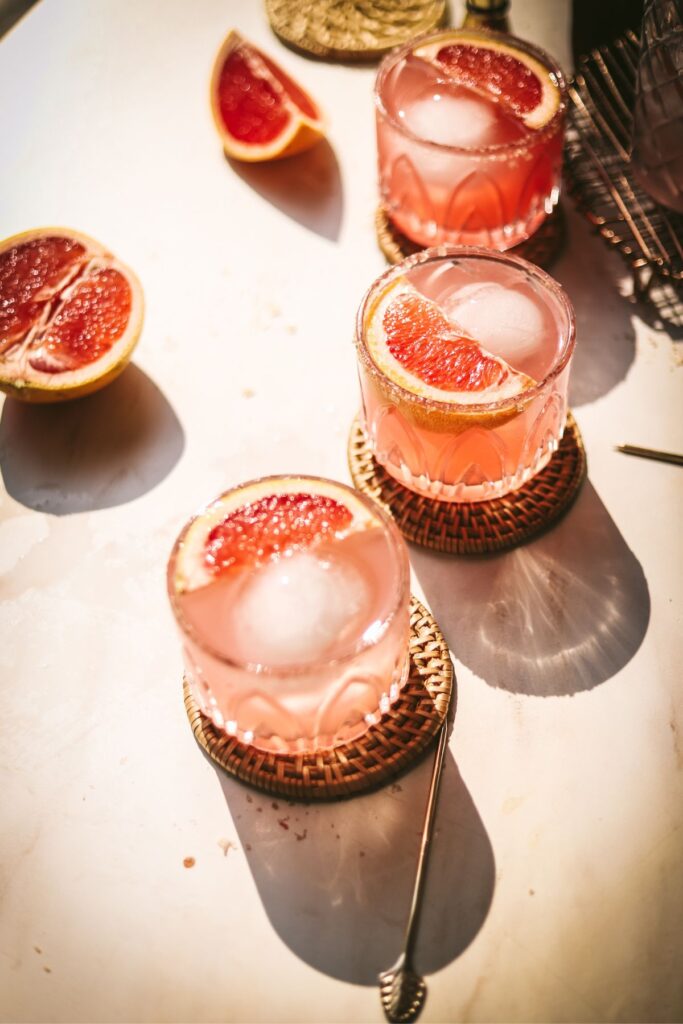 Easy classic palomas, with red grapefruit and barware. 