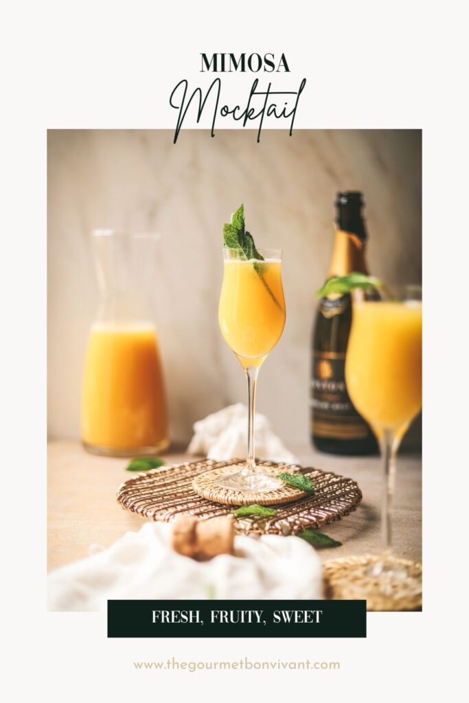 Two mimosa mocktails with title text.