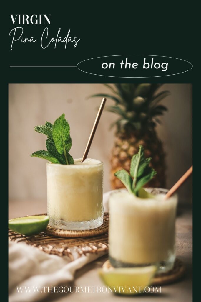 Pina coladas with title text on a dark green background.