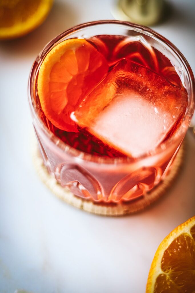 A cocktail made with aperol, gin and vermouth. 