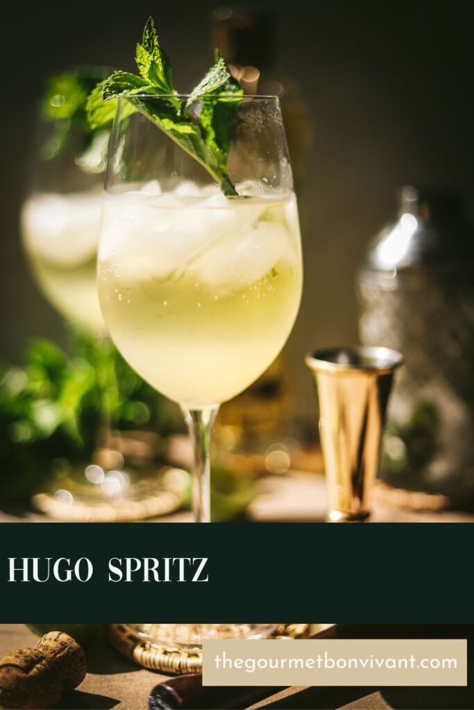 A hugo spritz with title text.