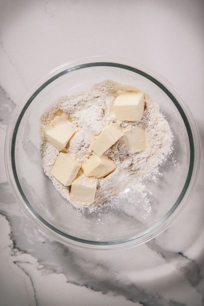 Butter and flour in a bowl. 