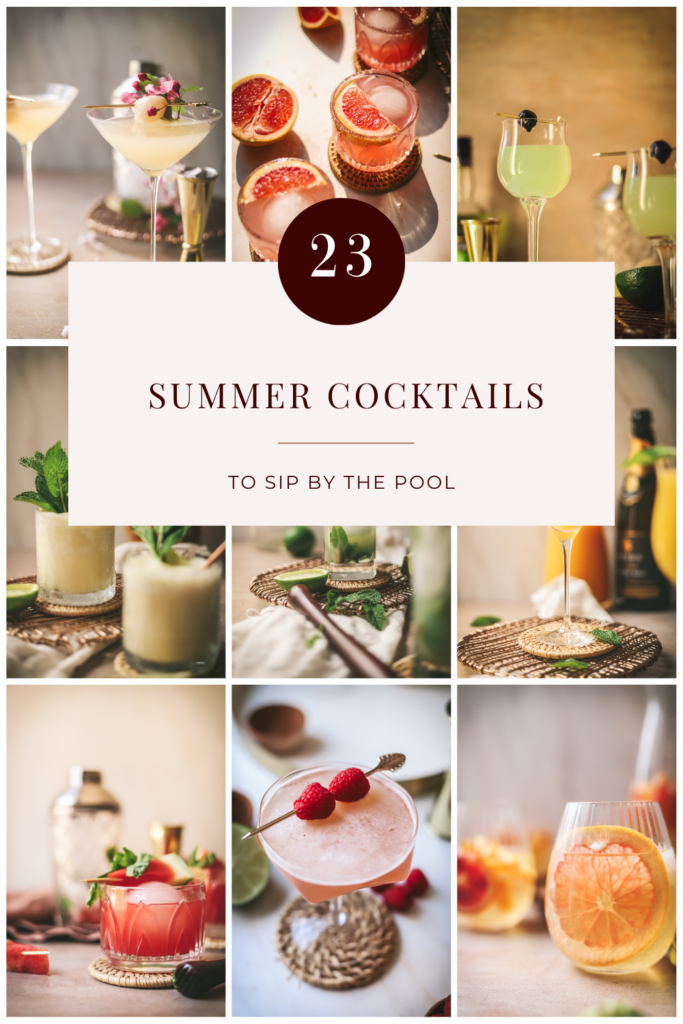 A collage of summer cocktails.