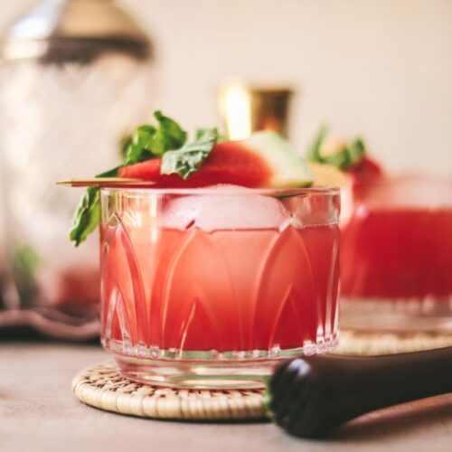 Watermelon Vodka Cocktail with Basil