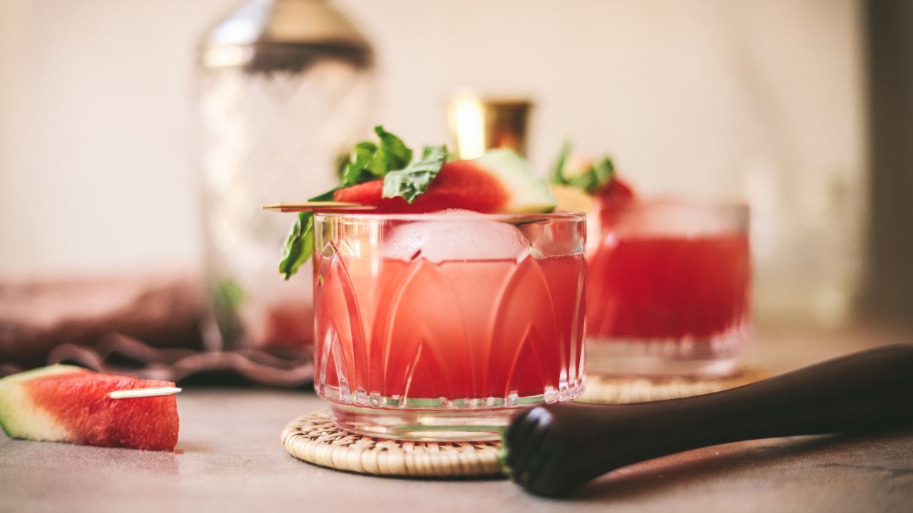 Watermelon Vodka Cocktail with Basil