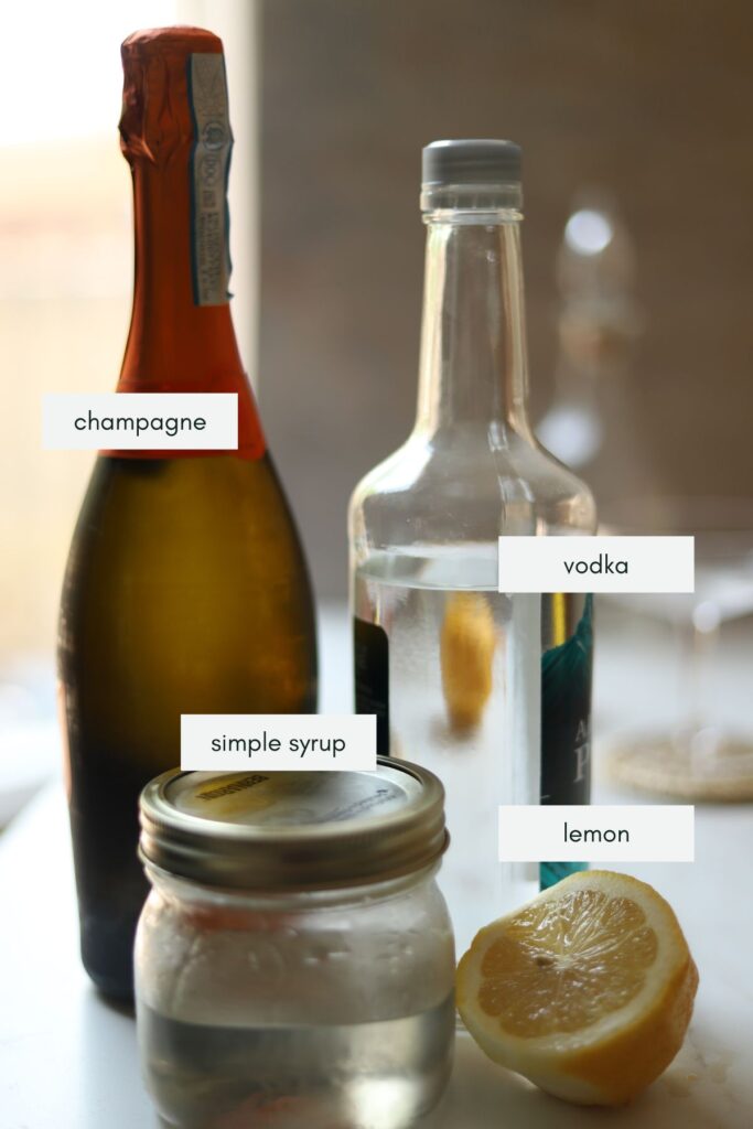 Ingredients for a French 76 recipe. 