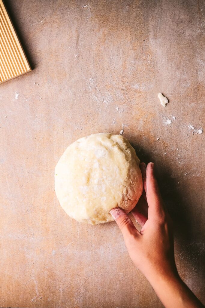 Step 6: shape the dough into a ball and then a thick rope. 