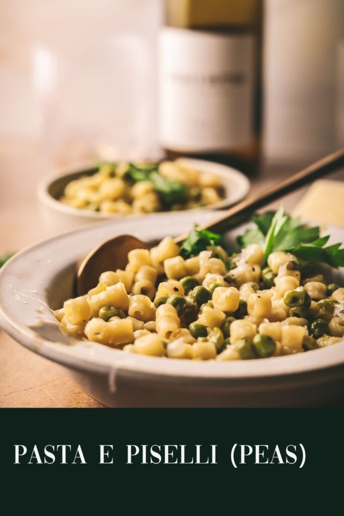 Pasta with peas, title text.