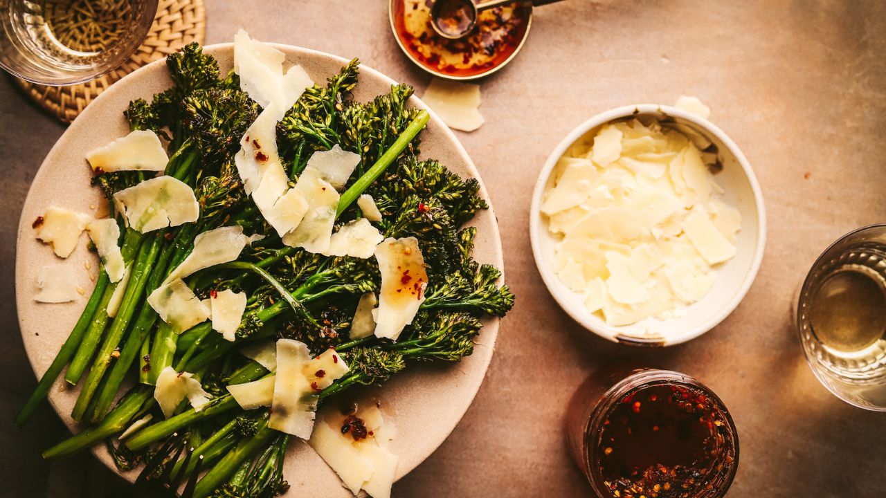 Roasted Tenderstem Broccoli with Honey and Parmesan - The Gourmet Bon Vivant