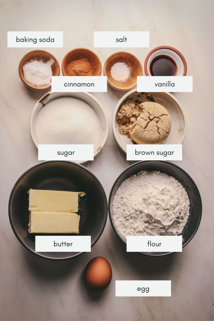 Ingredients for chocolate chipless cookies. 