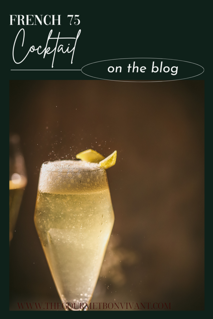 French 75 cocktail with title text.