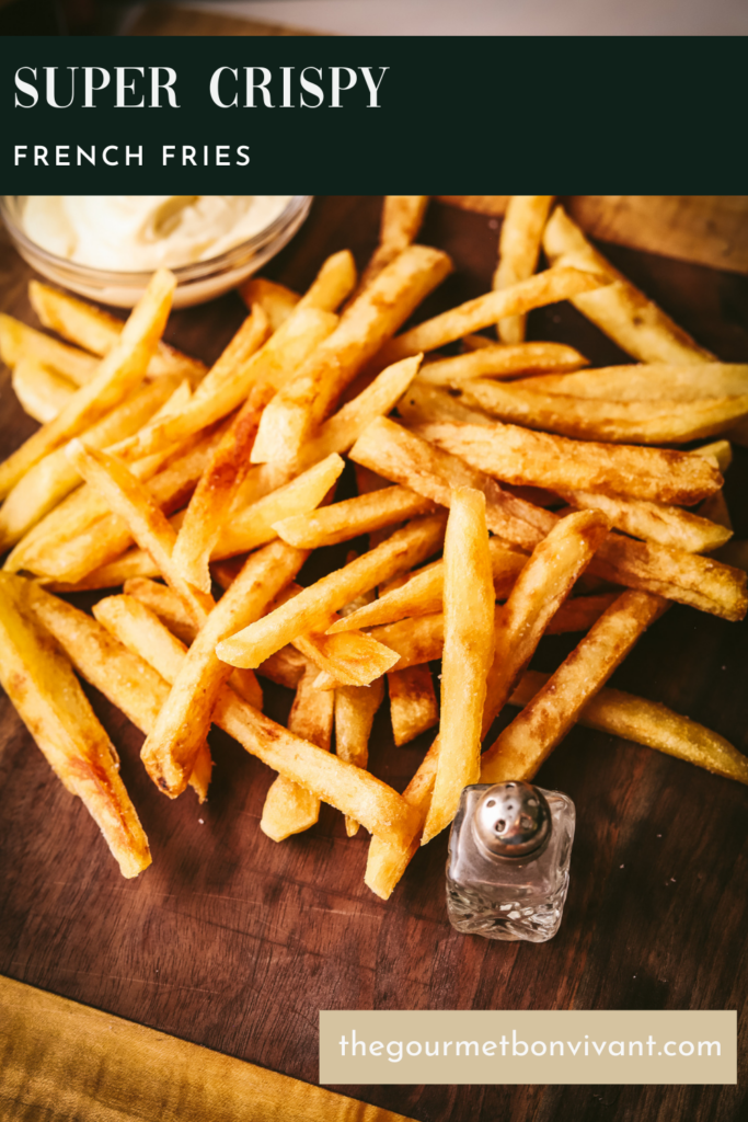 A pile of homemade, crispy french fries with title text.