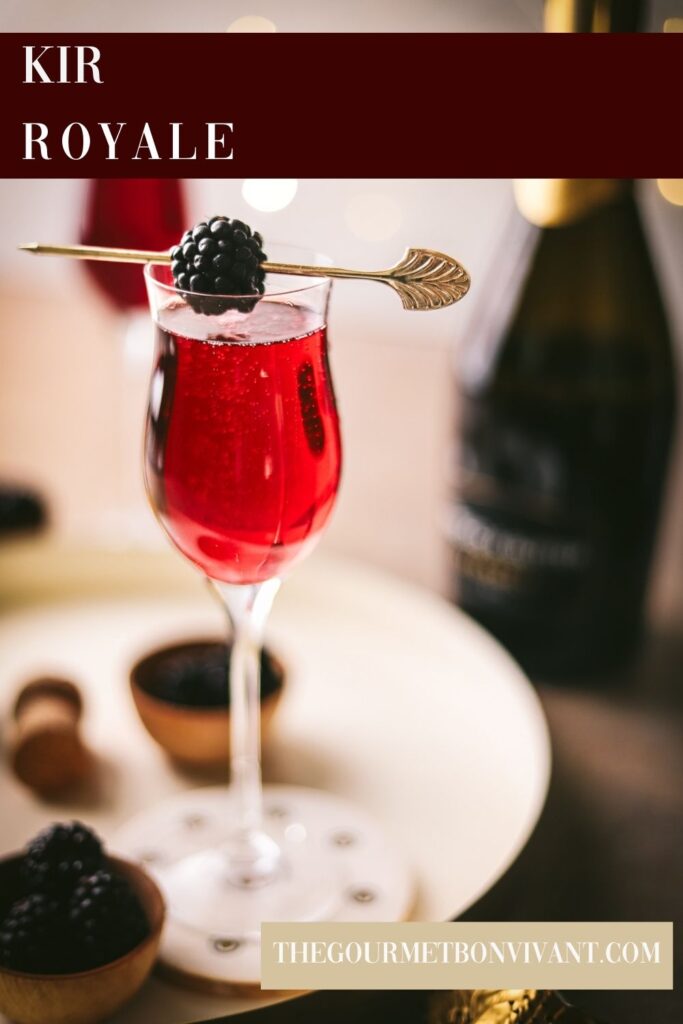 A Kir Royale cocktail with title text.